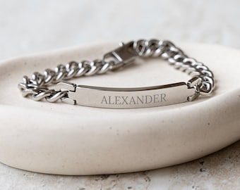 Personalised Men’s Urban Chain ID Bracelet with Lobster Clasp