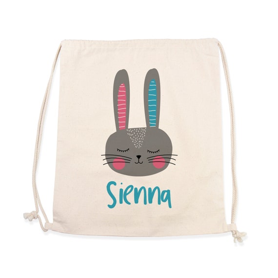 Personalised Sleeping Rabbit Cotton Nursery Bag