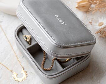 Personalised Metallic Silver Jewellery Case