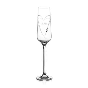 Personalised Hearts Champagne Flute with Crystals, Glassware, Mother&#39;s Day Gifts, Gifts for Her, Drinkware, Valentine&#39;s Day