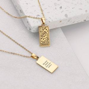 Collier personnalisé carte de tarot lune
