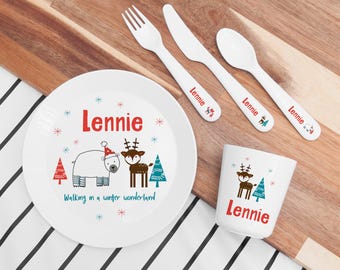 Juego de comedor infantil personalizado Winter Wonderland