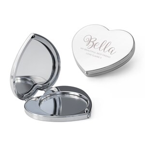 Personalised Silver Heart Compact Mirror, Gifts for Her, Valentine's, Bridesmaids, Bridal Party Wedding Thank You, Anniversaries, Christmas imagem 8