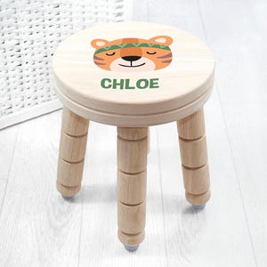 Personalised Tiger Wooden Stool, Kids Room Décor