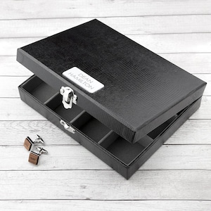 Personalisierte Manschettenknopfbox mit 12 Fächern