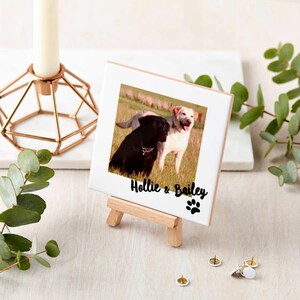 Foto personalizada de mascota en cerámica y mini caballete