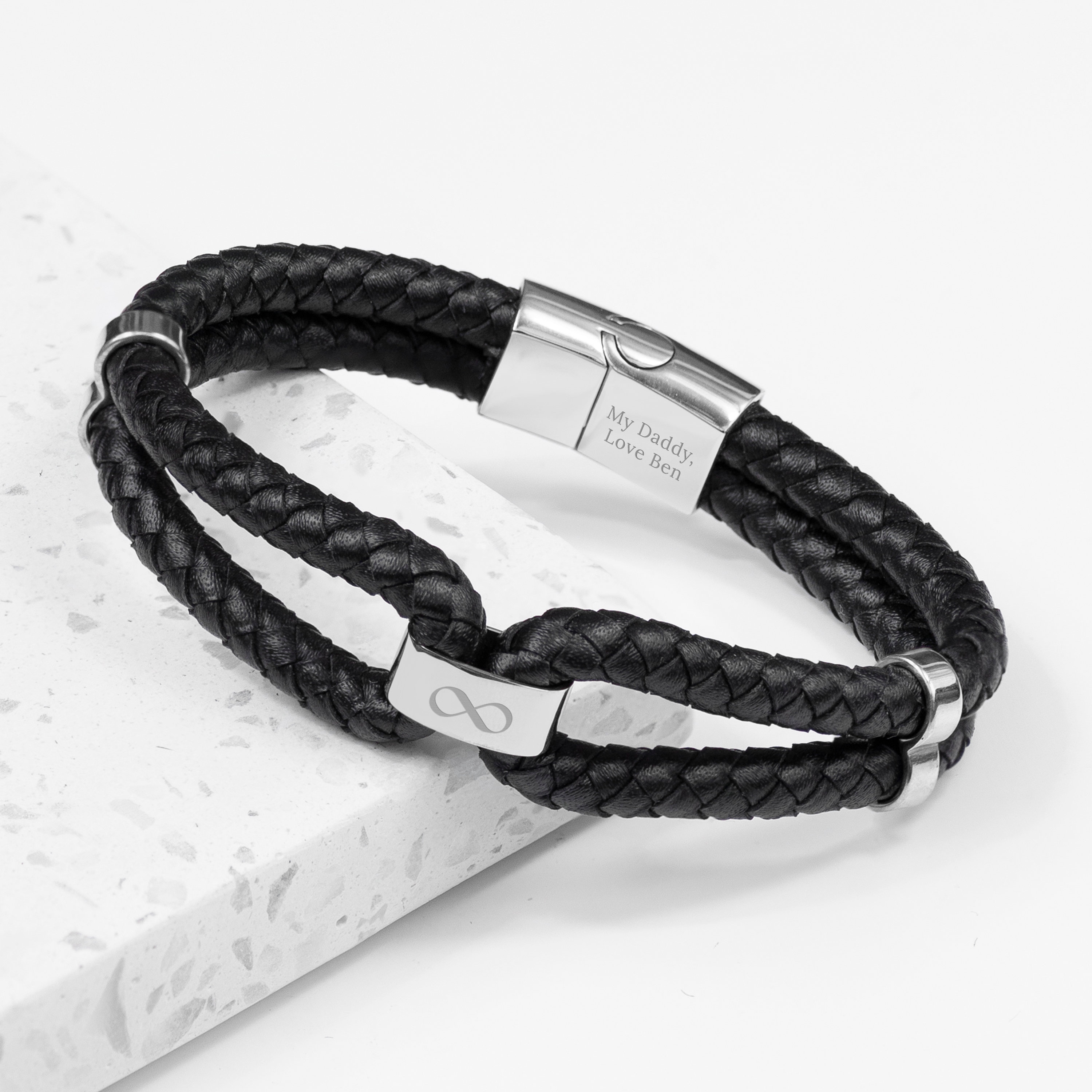 Personalisiertes Infinity Dual Lederarmband für Herren