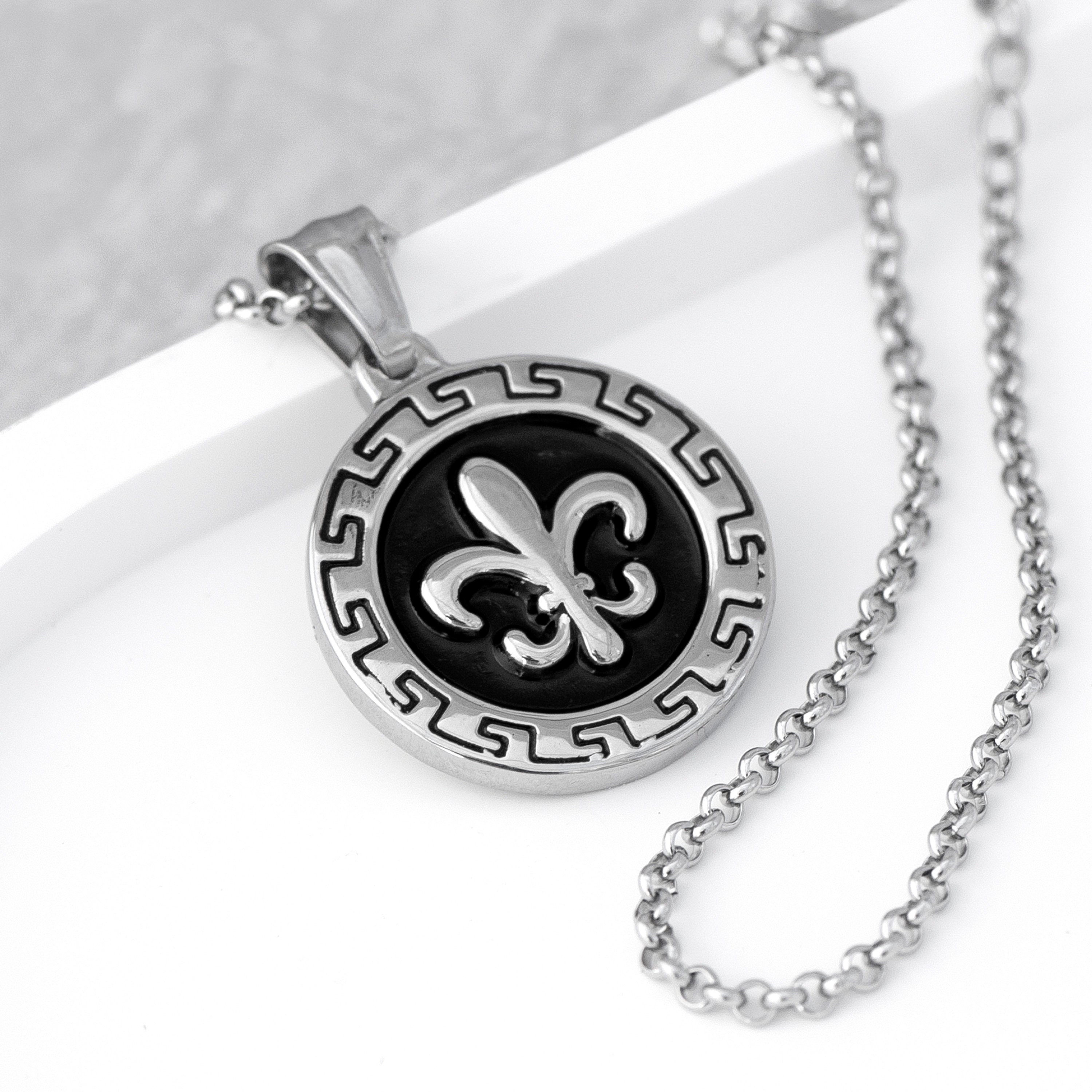 Personalised Men's Fleur-de-lis Pendant Necklace