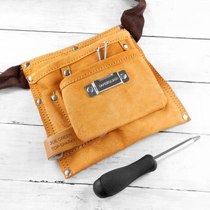 Personalised Heavy Duty 6-Pocket Leather Tool Belt image 3