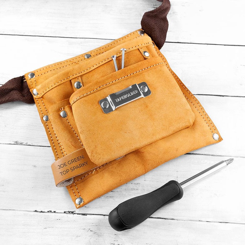 Personalised Heavy Duty 6-Pocket Leather Tool Belt image 3