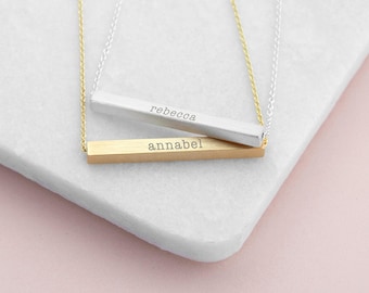 Personalised Horizontal Bar Necklace