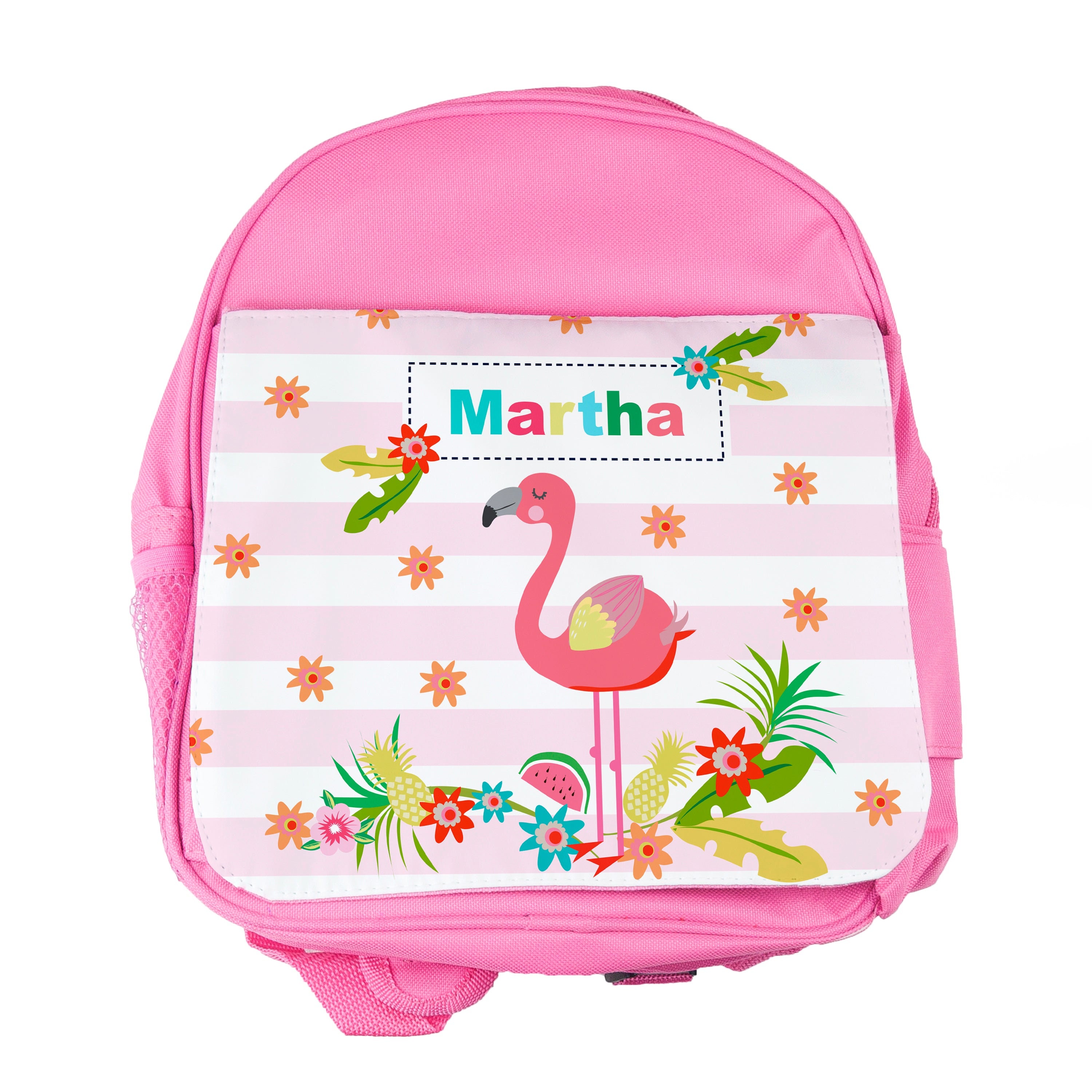 Personalised Girl&#39;s Flamingo Rucksack, Gift for Kids, Canvas, Backpack, School Bag, Book Bag, Birthdays, Christmas, Children&#39;s Gift, For Her