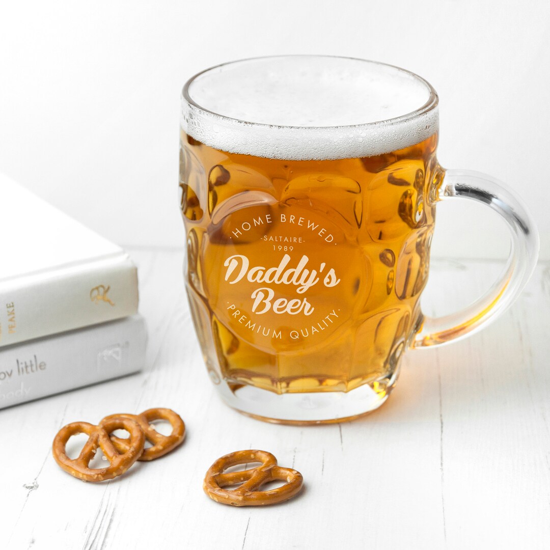 Personalised Father's Day Home Brewed Dimpled Beer Glass, Gifts for Him ...