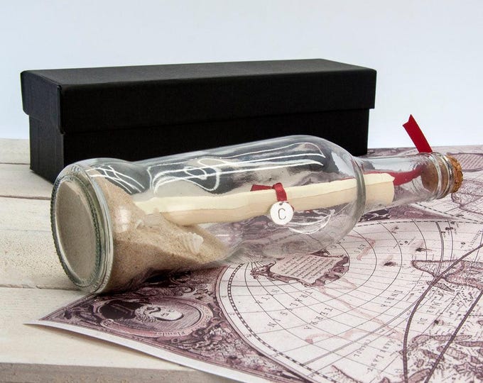 Decorative Message In A Bottle with Monogrammed Tag