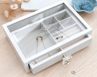 Personalised Diwali Glass Drawer Jewellery Box
