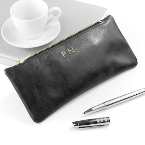 Monogrammed Luxury Leather Pencil Case