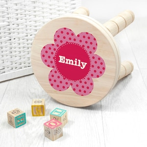 Personalised Kid's Flower Wooden Stool, Nursery Decor