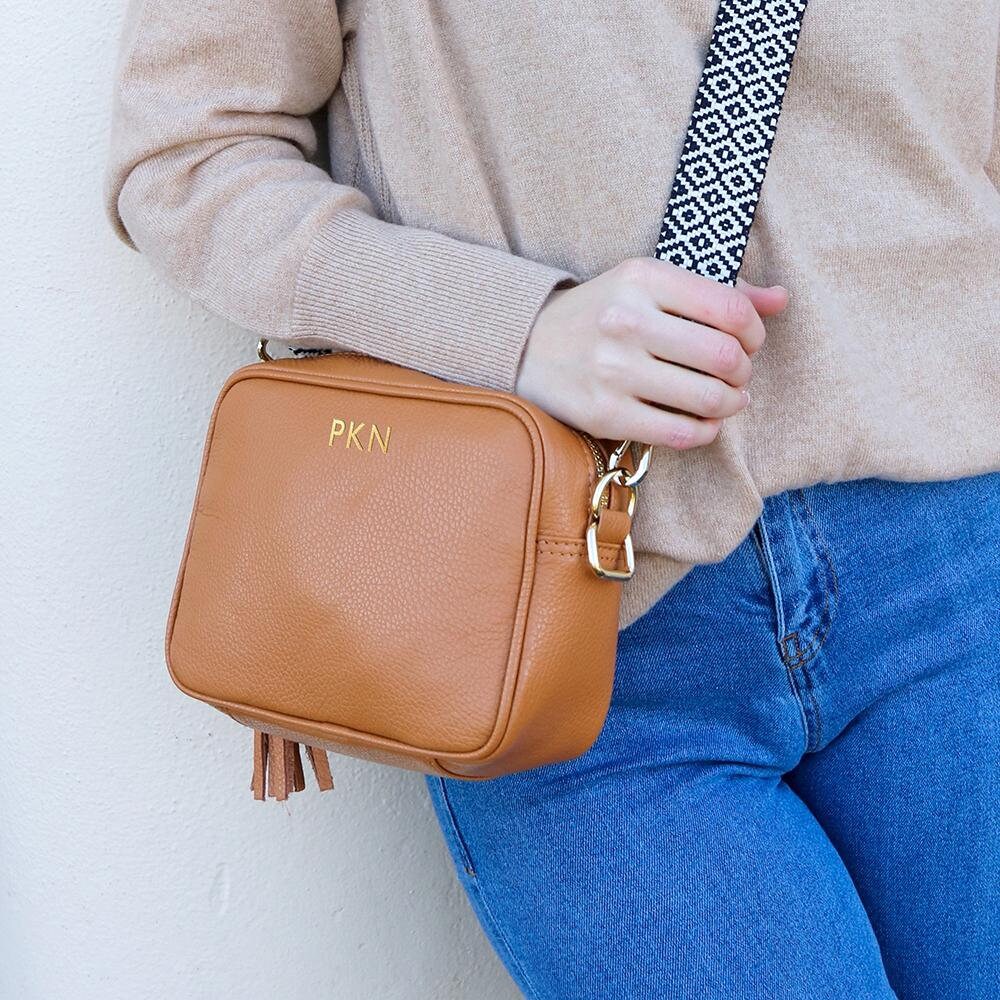 Elie Beaumont 本革CROSSBODY BAG Personalised Elie Beaumont Cross Body Tan Leather Bag With