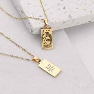 Collar personalizado de cartas de tarot de la fortuna, regalos para ella, chapado en oro, joyería para mujer, día de San Valentín, día de la madre, cumpleaños, Navidad