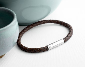 Personalised Men's Infinity Capsule Leather Bracelet