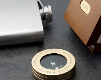 Personalised Father's Day Brass Traveller's Compass with Monogrammed Box