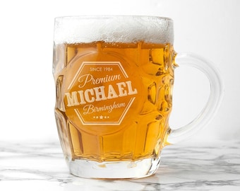 Personalised Dimpled Beer Pint Glass