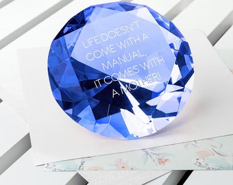 Personalised Blue Diamond Paper Weight