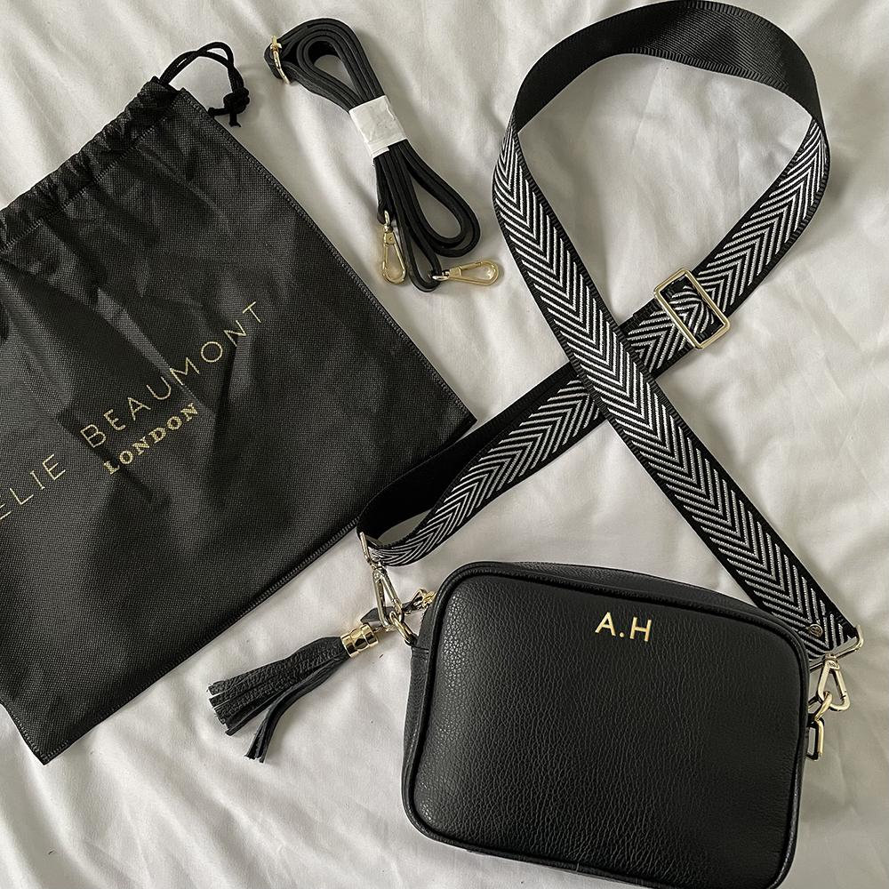 Elie Beaumont Sac Bandoulière En Cuir Véritable - Sangle Amovible - 20x15x7cm Anthracite