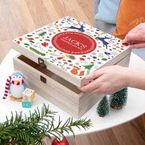 Personalised Festive Woodland Red Christmas Eve Box