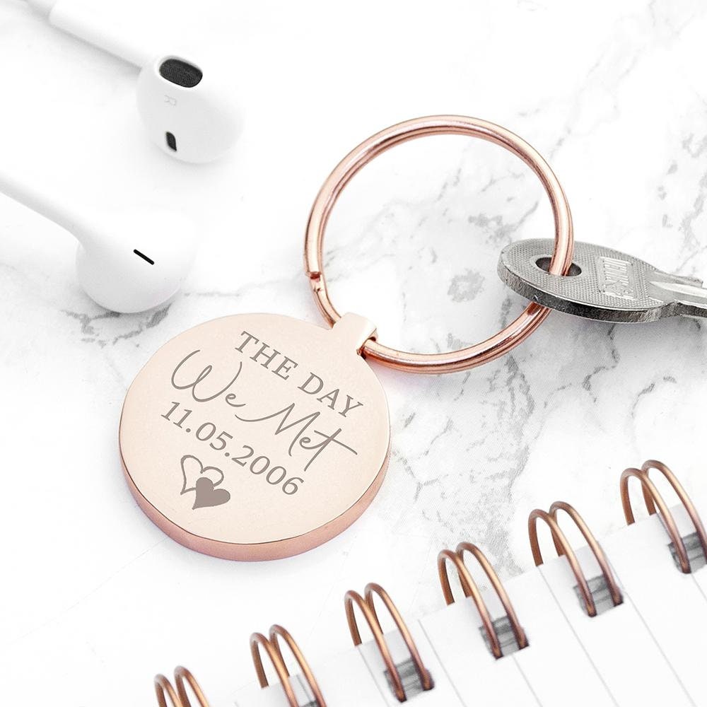 Personalised Day We Met Metal Keyring, Valentine's Day