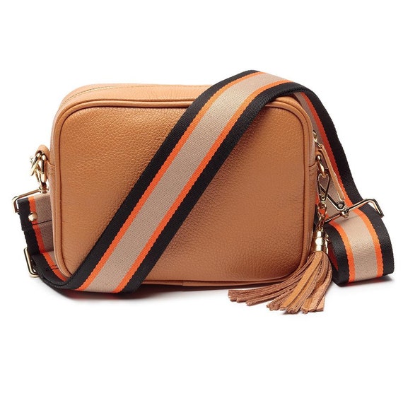 Elie Beaumont Designer Leather Crossbody Bag - Stone (GOLD