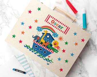 Personalised Kid’s Noah's Ark Colouring Set, Children's Gift, For Kids, Birthdays, Christmas, Colouring In, Stationery Sets, Christenings