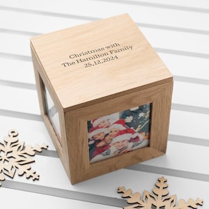 Personalised Oak Photo Cube Keepsake Box