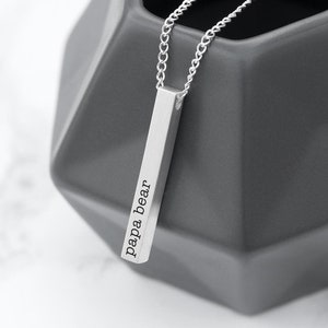 Colar de barra sólida de prata masculina personalizada