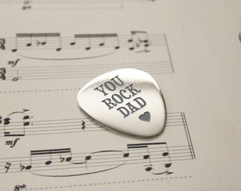 Personalised You Rock Dad Plectrum, Perfect Keepsake Gift for Music Lovers, Father's Day, Dad - Engraved Guitar Pick, Birthdays, Christmas