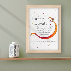 Stampa incorniciata personalizzata con simbolo Om colorato Diwali, arazzi, arte murale, regali Diwali, casa e vita, decorazioni per la casa, decorazioni murali