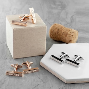Personalised Special Coordinates Bar Cufflinks