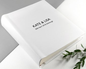 Engraved White Leather Photo Album