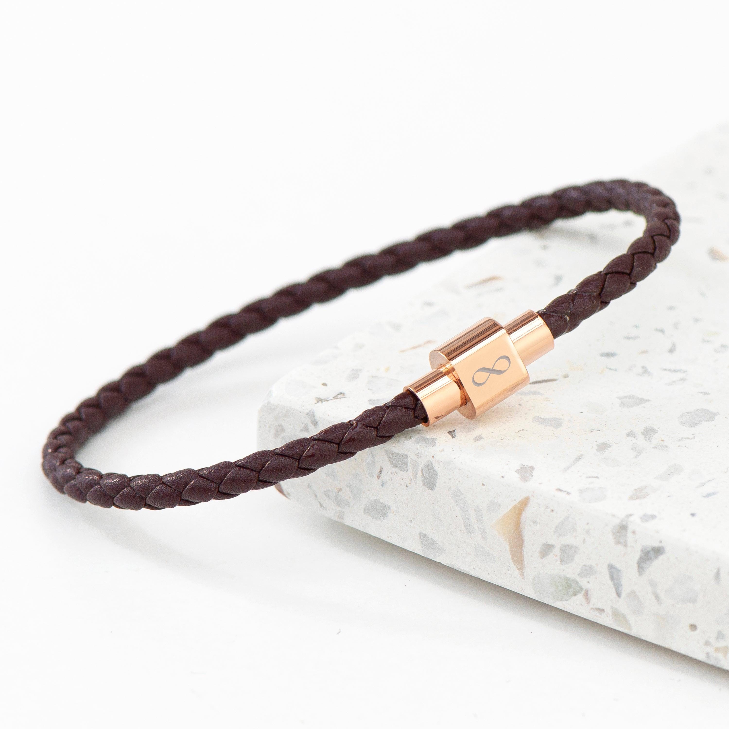Personalised Men's Infinity Woven Leather Bracelet