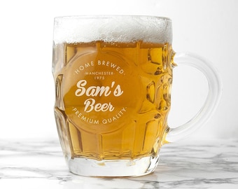 Personalised Home Brewed Dimpled Beer Glass