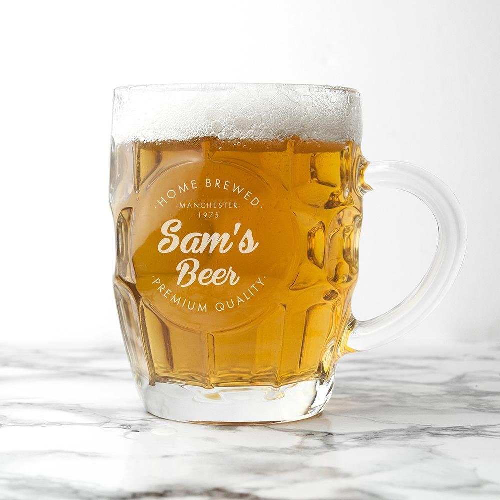 Personalised Home Brewed Dimpled Beer Glass
