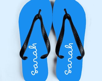 Personalised Summer Style Flip Flops - Blue, Gifts for Him, Beach, Leisure, Travel, Fun, Relaxation, Men's Shoes, Summer Holidays, Birthdays