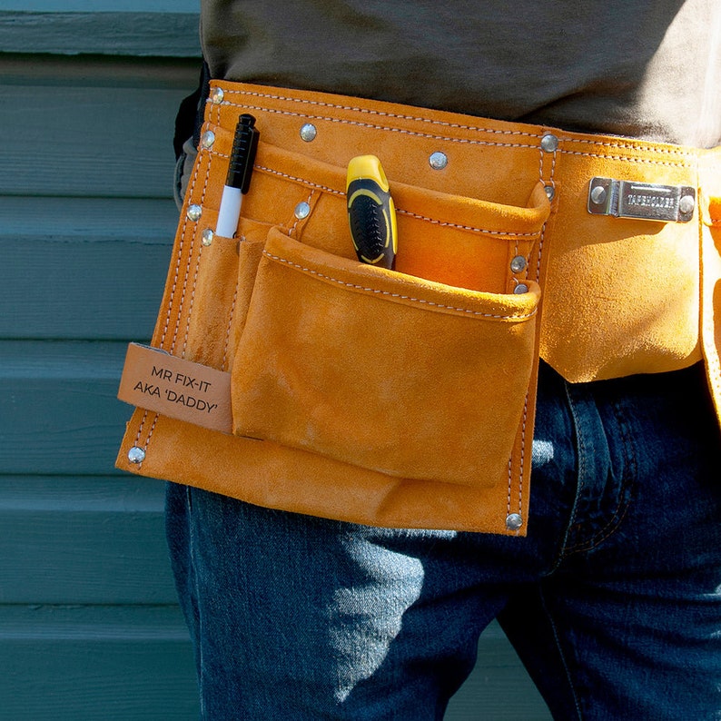 Personalised Dad's 11-Pocket Leather Tool Belt