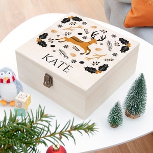 Personalised Scandi Deer Christmas Eve Box, Gifts for Kids, Christmas Presents, Treats, Christmas Decorations, Home Decor, Wood