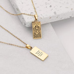 Gepersonaliseerde kracht tarotkaartketting, cadeau voor haar, verguld, damessieraden, Valentijnsdag, Moederdag, verjaardagen, Kerstmis