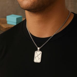 Personalised Men’s Contemporary Silver Dog Tag Necklace