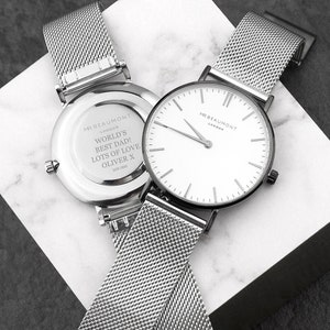 Personalised Men&#39;s Metallic Silver Watch