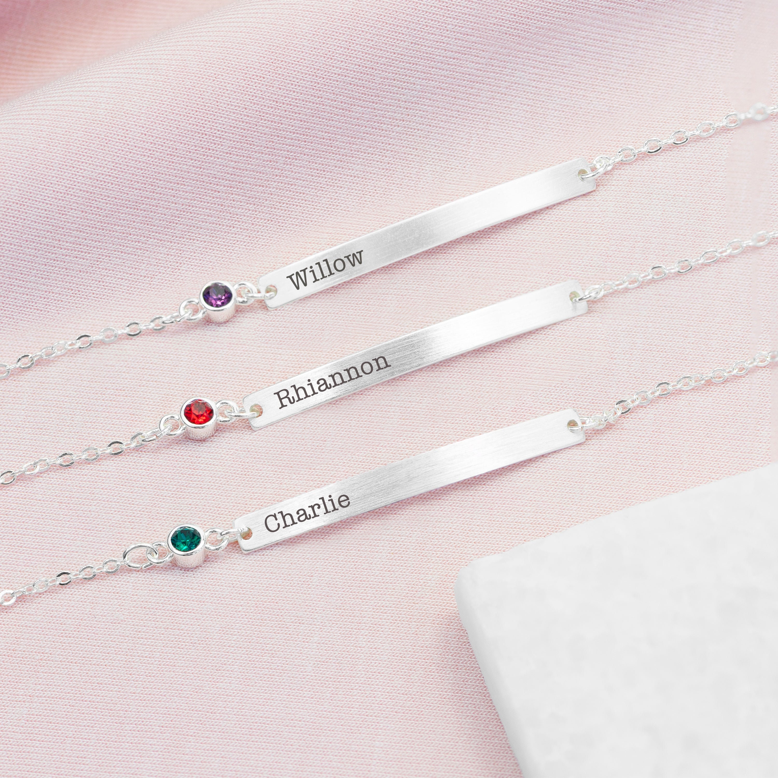 Personalised Silver Birthstone Swarovski Crystal Bracelet Etsy
