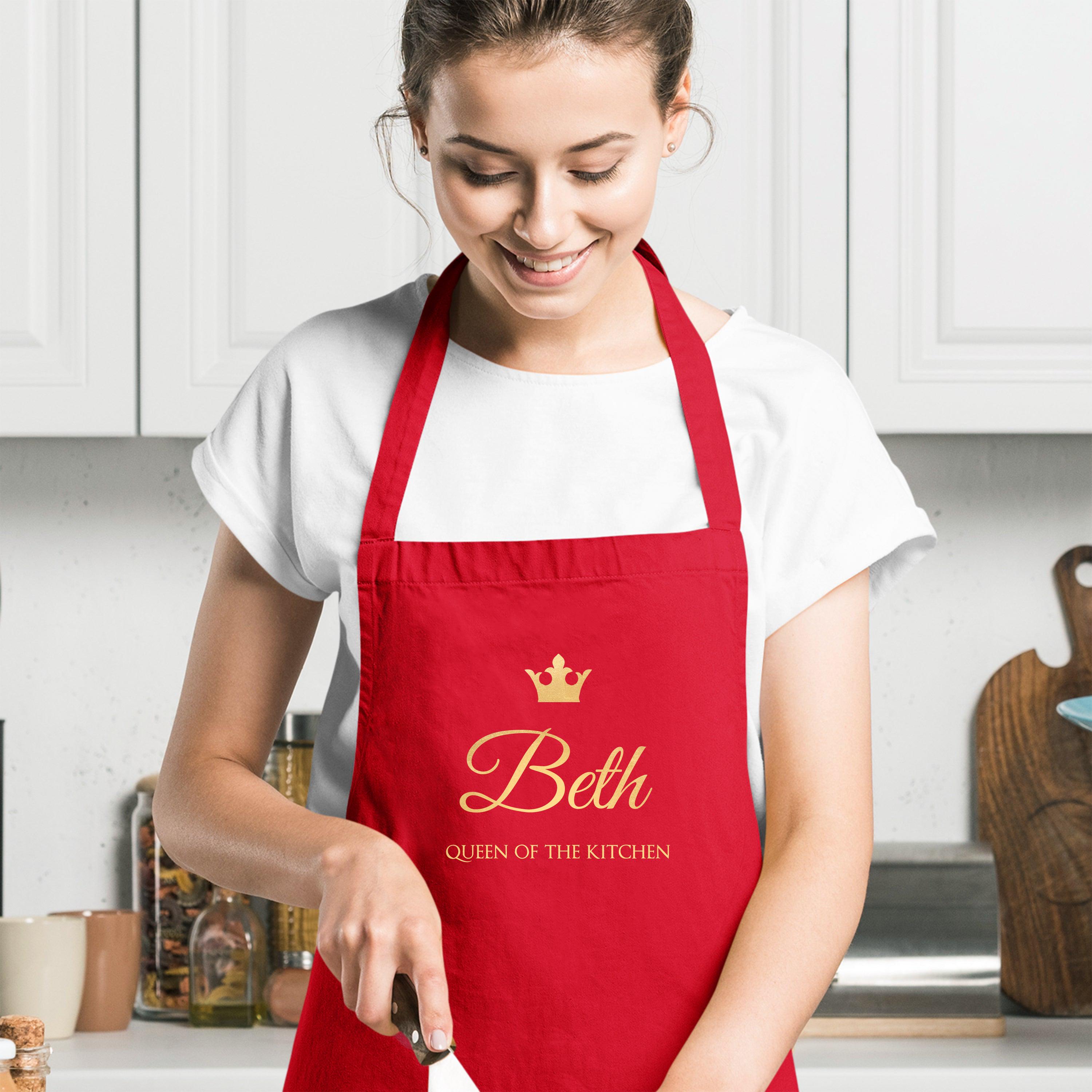 Grembiule Da Cucina Divertenti Queen Of The Kitchen Idea Regalo BBQ Barbecue Serial Griller Birra Chef Cuoco