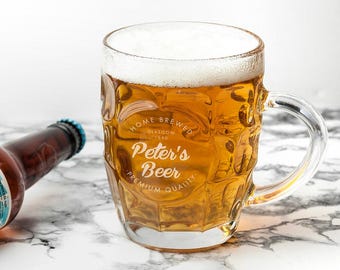 Personalised Home Brewed Dimpled Beer Glass